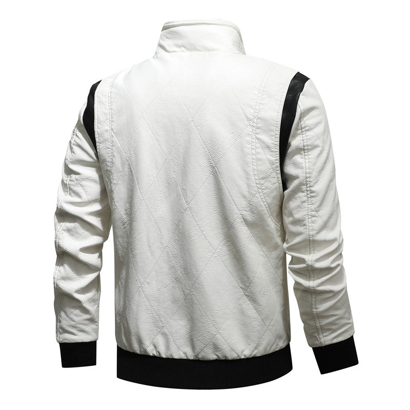 Men's Leather Bomber Jacket Windproof and rainproof Scorpion Embroidery Hooded Jacket PU Leather Winter, Drive