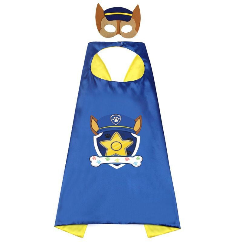 Anime Dog Patrol Kids Cosplay Costume Cape with Eye Mask Halloween Marshall Chase Skye Zuma Rubble Rocky Children's Dress-Up