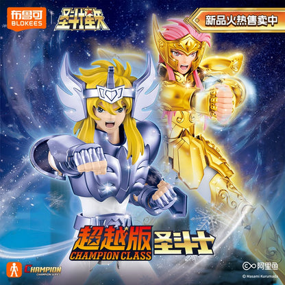 Blokees Saint Seiya Cisne Hyoga Pégaso Seiya Cavaleiros do Zodíaco Aquário Camus Áries Mu Action Figures Modelo de Anime Estátua Brinquedos