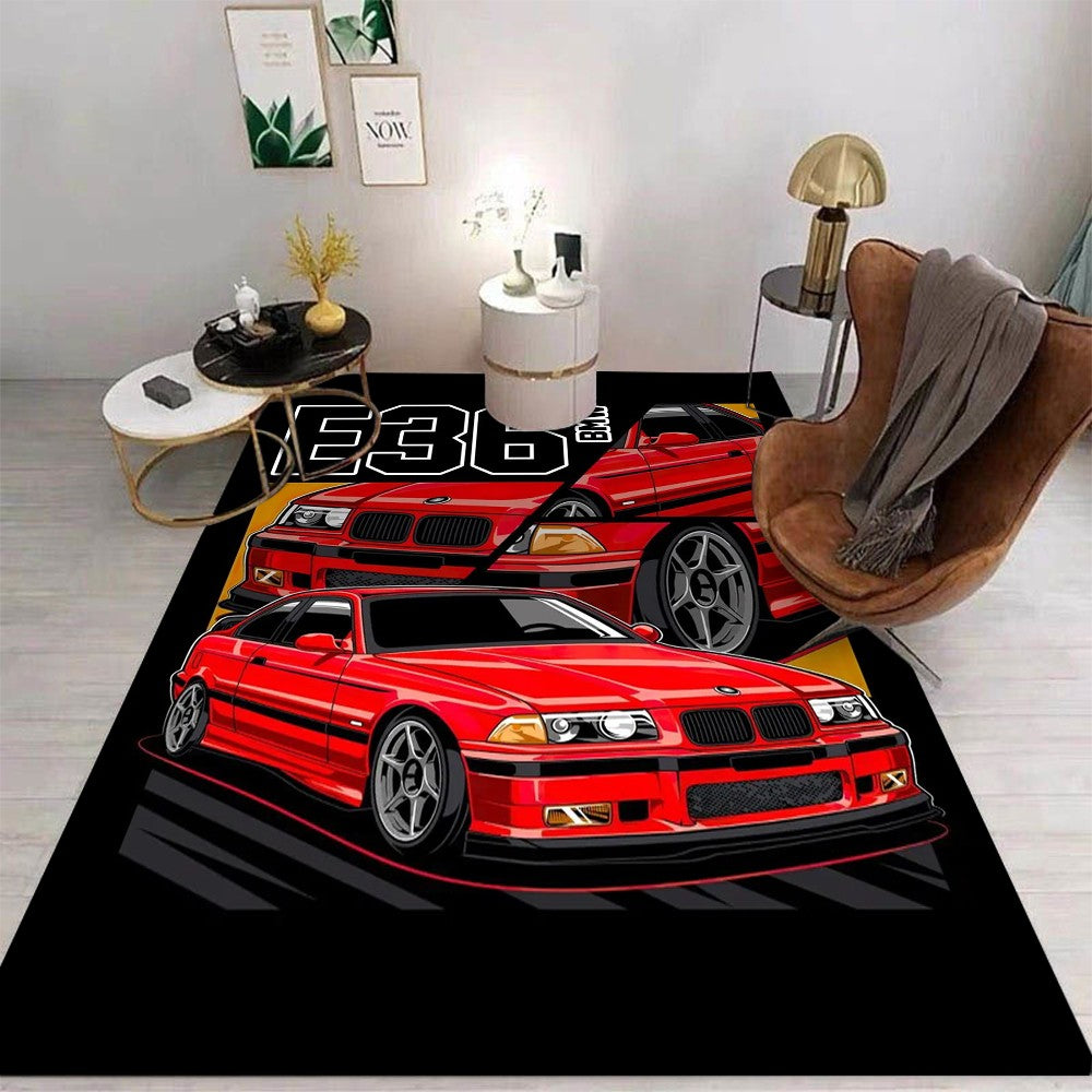 Miata Supra Car E36 Super Car Carpet for Living Room Decor Bedroom Soft Rugs Doormat Child Play Area Rug Nonslip Mat Kid Gift