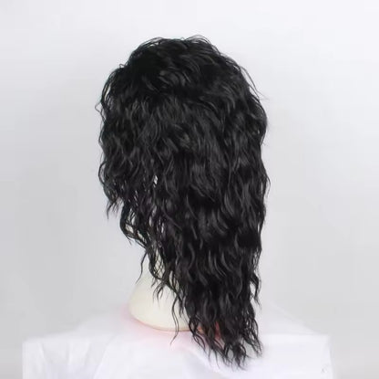 Peruca ou óculos de cosplay do Michael Jackson MJ Peruca sintética cacheada longa preta Acessórios para perucas de cosplay de Halloween