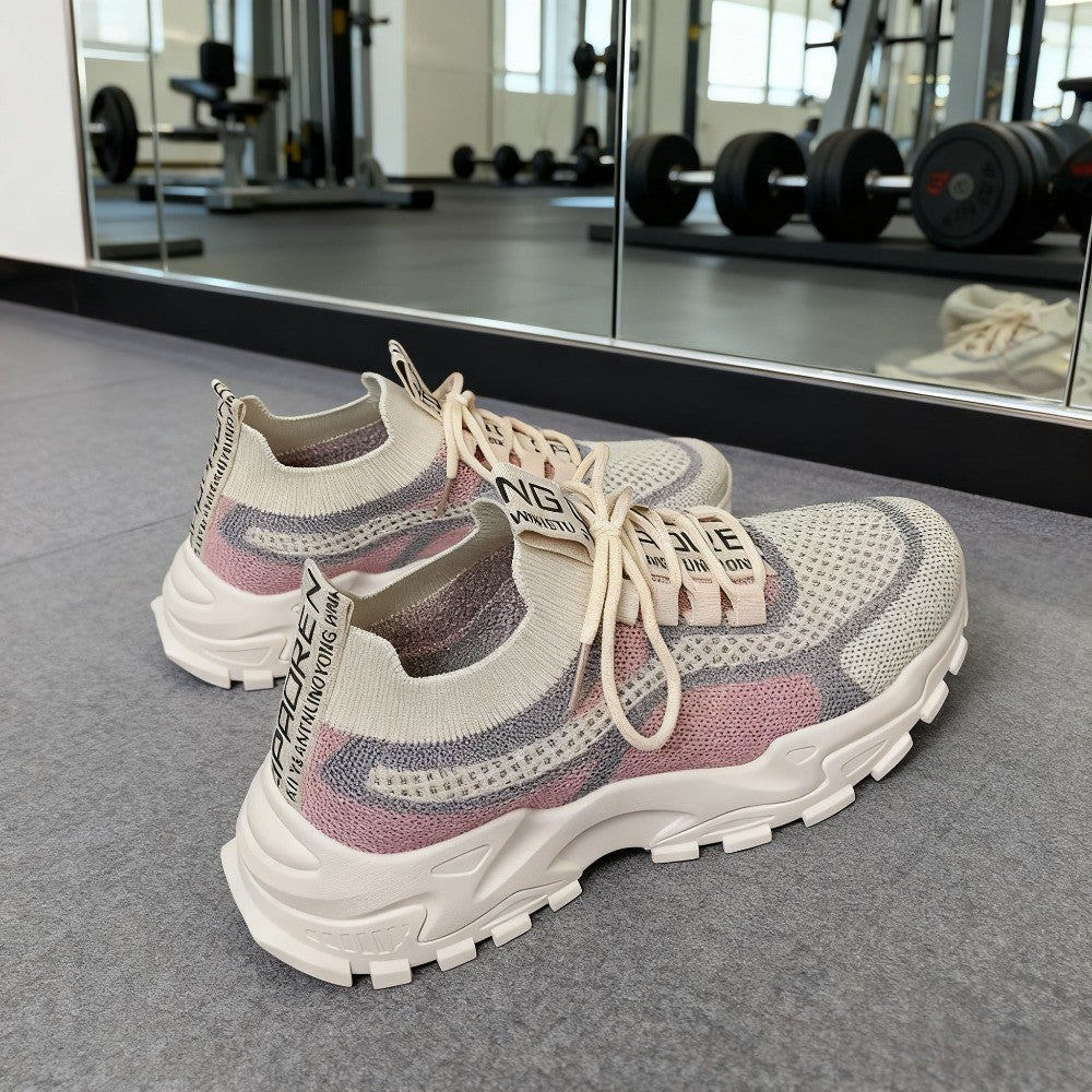 2026 New Women's Dad shoes Breathable Me Running shoes Faionable Casual Sports Sneakers Flat Bot round Toe Plastic Sole