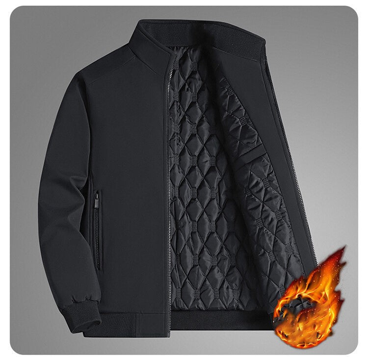 BROWON Plus Size 8xl Jacket for Men 2025 Thick Stand Collar Solid Winter Jacket Men Waterproof Warm Business Casual Men Coats