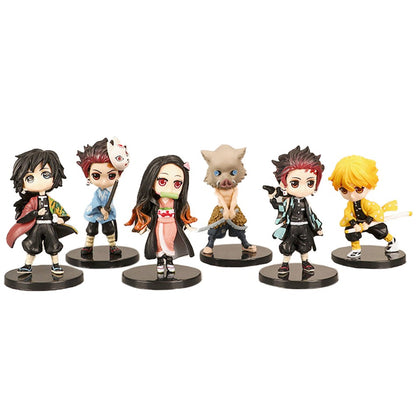 Conjunto 12 Peças Kimetsu No Yaiba Mini Bonecos PVC Q Posket Figura Demon Slayer Decoração de Mesa