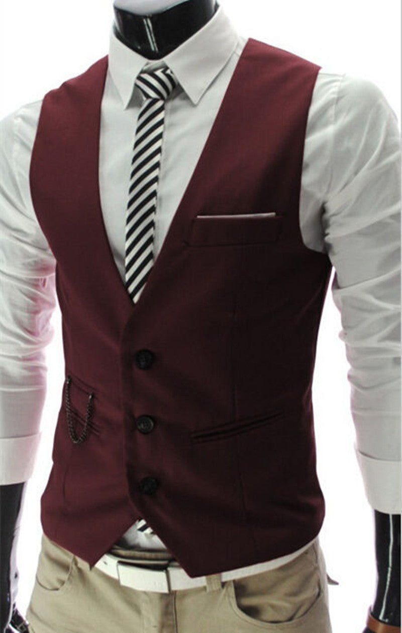 Men's Suits Single Vest Single Breasted Elegant Classic for  Wedding Dresses Business