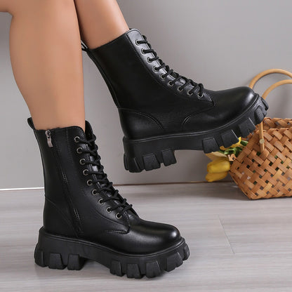 Winter Silver Crystal Thick Sole Ankle Boots Women's Thick Sole Motorcycle Boots Women's Luxury Rhinestone Punk Shoes Size 35-43