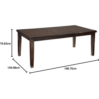 Ashley Haddigan Signature Traditional Rectangular Dining Table with Extension, Accommodates 8 Guests, Dark Brown Finish