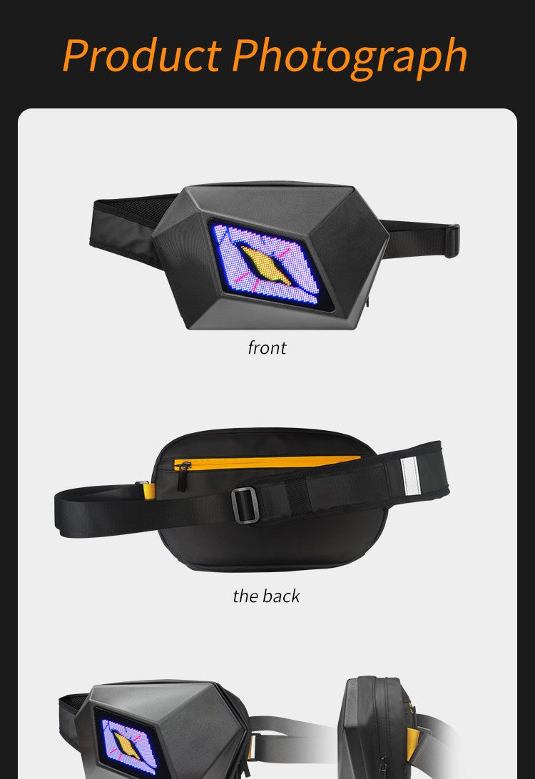 LOY Evil Eye Named Black Crossbody Bag with LED Screen Fashionable Tech-Integrated Stylish Shoulder Bag