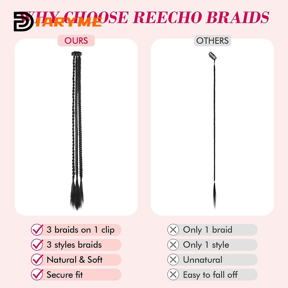 Synthetic Wig Braids With Clip Boxing Braid Dreadlocks Clip In Hair Extension Dirty Braids Boxer Braid Heat Resistat Hairpieces