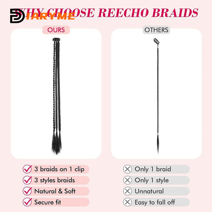 Synthetic Wig Braids With Clip Boxing Braid Dreadlocks Clip In Hair Extension Dirty Braids Boxer Braid Heat Resistat Hairpieces