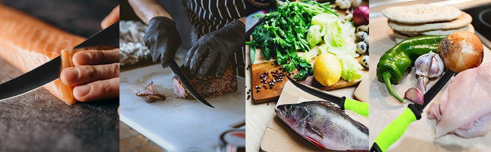 Faca de Pesca para Filetar Desossar Peixe 5 6 7 8 9 Polegadas Faca de Sashimi de Cozinha Antiaderente para Raspar Peixes Faca para Filetar Bainha