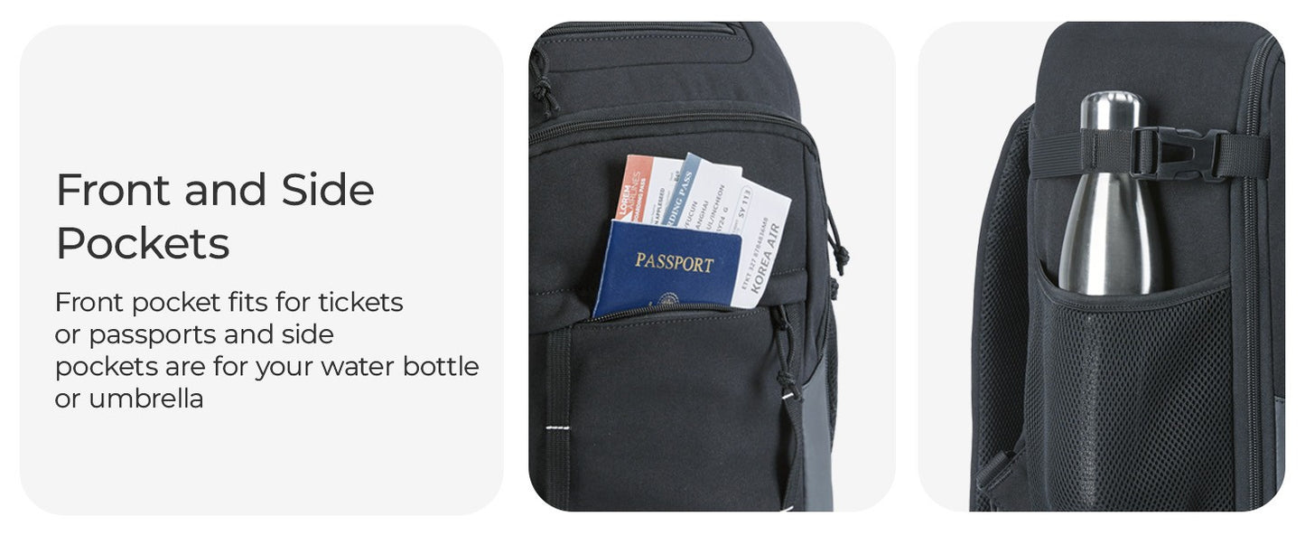 BAGSMART 17" Wheeled Laptop Backpack 40L Carry-On Water-Resistant Rolling Trolley Bag for Travel Work College Men Women