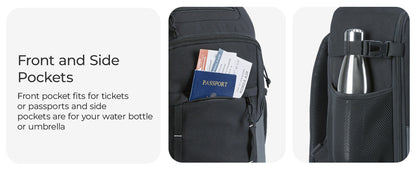 BAGSMART 17" Wheeled Laptop Backpack 40L Carry-On Water-Resistant Rolling Trolley Bag for Travel Work College Men Women