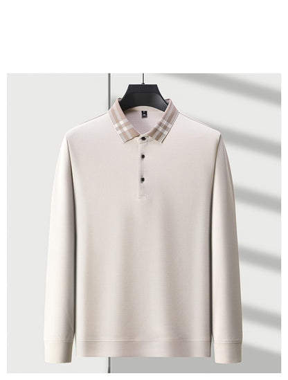 Light luxury brand polo shirt long sleeved spring and autumn new style comfortable and breathable casual striped lapel T-shirt