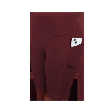 CHRLEISURE Women Solid Yoga Shorts with 3 Pockets High Waist Butt Lifting Workout Tights Gym Elastic Cycling Shorts Activewear