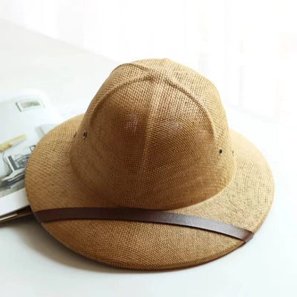 Chapéu de palha de verão masculino RUHAO, chapéu de sol, chapéu de sol, chapéu de balde de remo para pai, chapéu de minerador de selva safari, boné britânico de soldado britânico, boné de exército