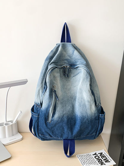 Men's and Women's Backpacks, Student Schoolbags, Large-Capacity Washed Denim Bags