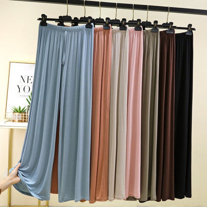 Plus size L to 6XL U-Neck Women's wide leg pants high waist Loose Long pant solid color Casual drapped trousers all match