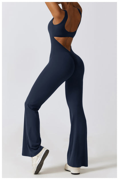 Sexy Back V Jumpsuit Gym Set Women Training Yoga Suit Sportswear Women Sports Jumpsuit Fitness Rompers Stretch Workout Bodysuits