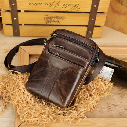 New Men's Cow Leather Chest Bag Man Small Shoulder Casual Male Crossbody Waist Bag
