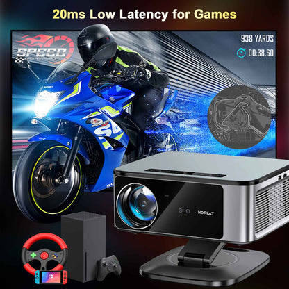 Projetor 4K UHD 2025 HORLAT 45000 Lumens Laser TOF Foco Android 12 WiFi 6 1080P Full HD para Cinema em Casa diurno
