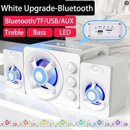 HIFI 3D Stereo Speakers Colorful LED Heavy Light AUX USB Wired Wireless Bluetooth Audio Home Theater Surround Sound Bar TV