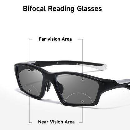 Sports Bifocal Reading Glasses Man Photochromic Anti-blue Light +1.0 To +4.0 TR90 Frame Eyeglasses High Quality Eyewear Readers