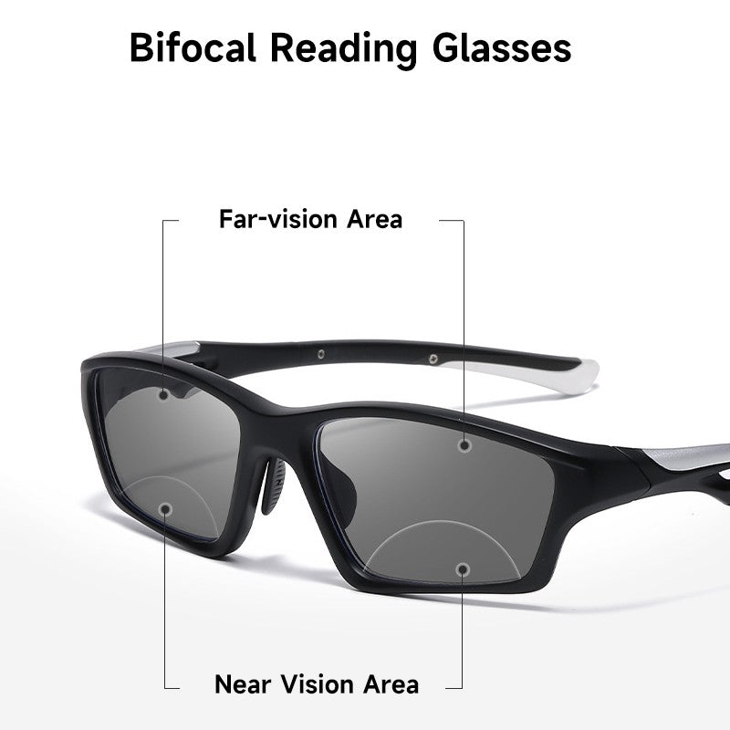 Sports Bifocal Reading Glasses Man Photochromic Anti-blue Light +1.0 To +4.0 TR90 Frame Eyeglasses High Quality Eyewear Readers