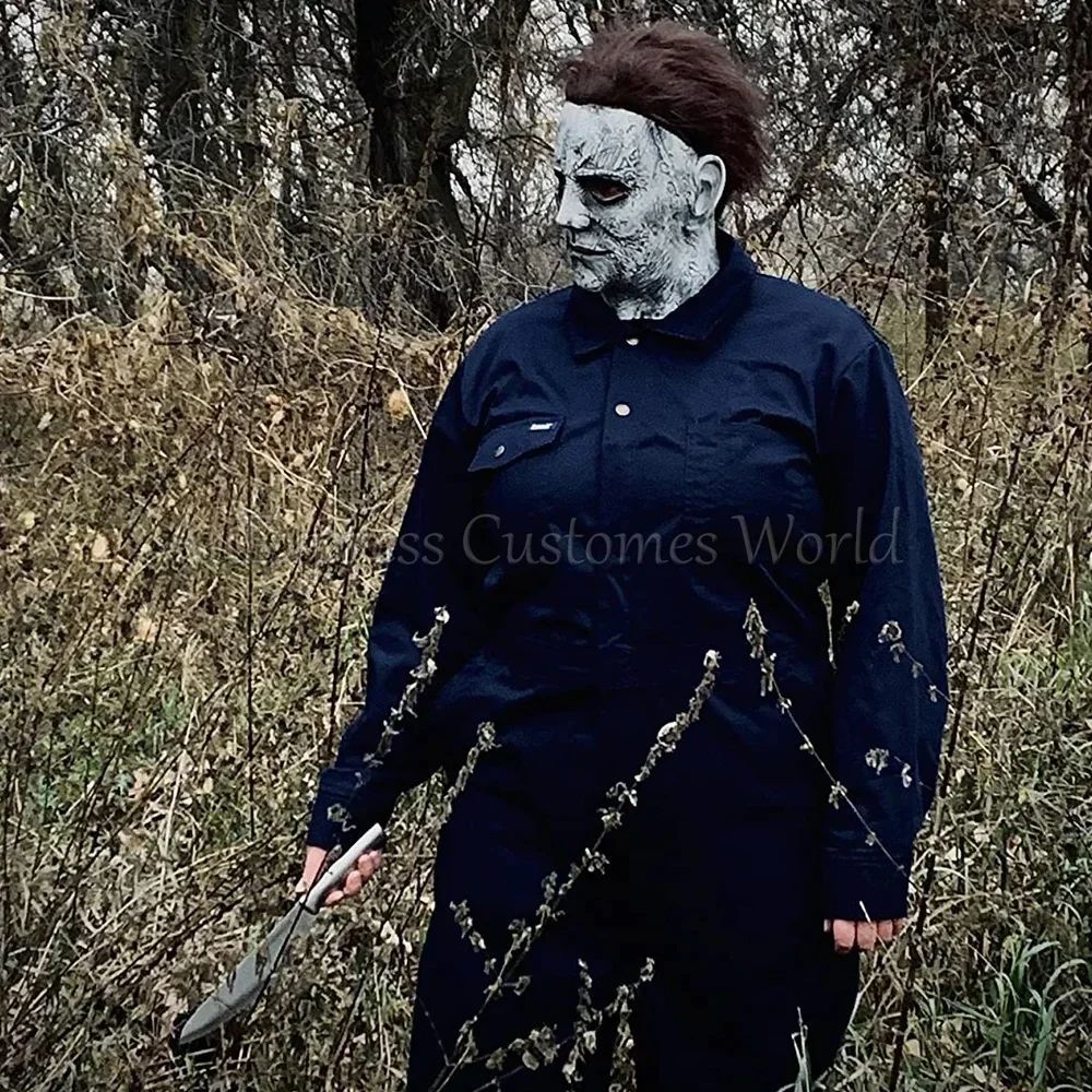 Michael Bloody Killer Outfits Myers Cosplay Costume Anime Halloween for Adult Men Women Cos Jumpsuit Horror Mask Party Costume