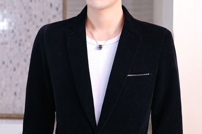 Gold Velvet Suit Men's Trendyy Performance Suit Spring & Fall All Year Round Slim Thin Youth Dress Groomsmen Groom's Dress Wedding Party Suit