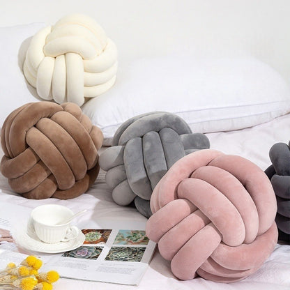 Woven Knotted Ball Pillow Gaming Chair Back Stuffed Cushion Cute Plush Throw Pillow Sofa Decorative Cushion Home Accessories