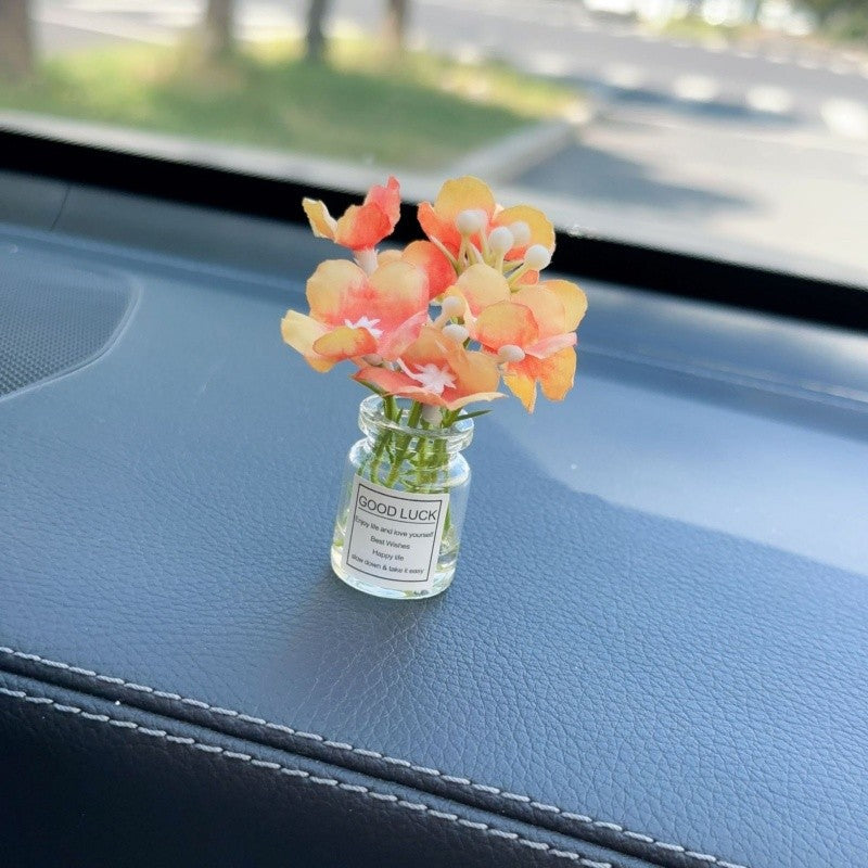 White Simulated Flower Vase Car Center Console Decoration Mini Vase Pink Purple Blue Yellow Simulated Flower Decoration