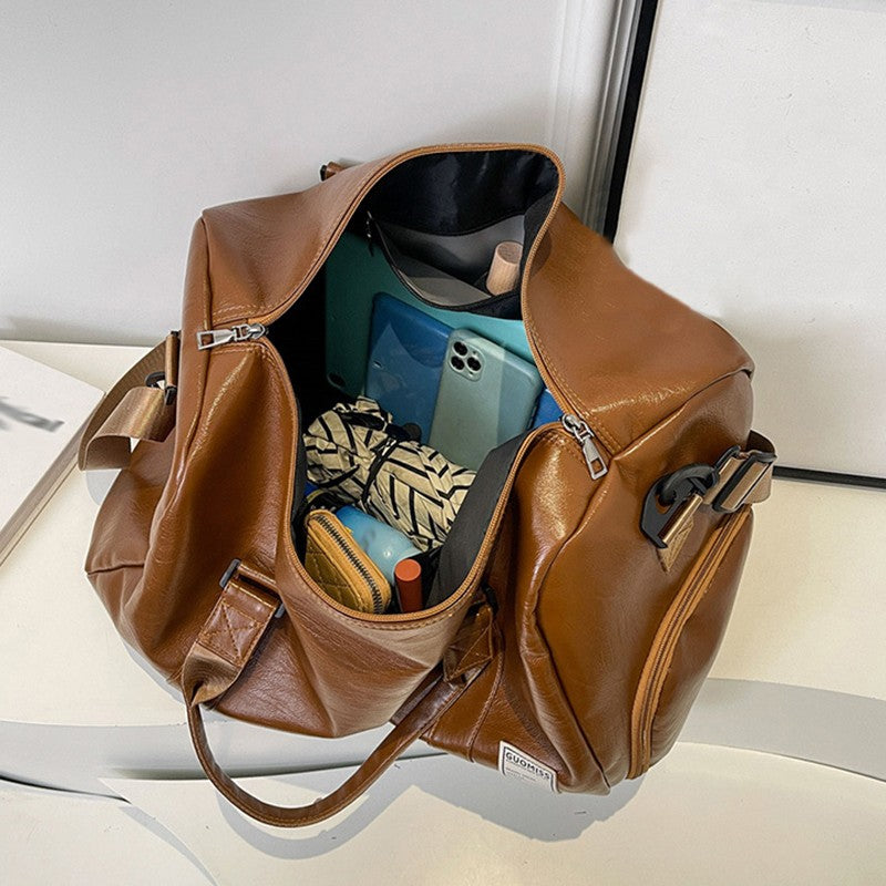 PU Travel Duffel Bag Waterproof Luggage Handbag with Shoes Pocket Weekender Overnight Daypack Dry Wet Sports Shoulder Tote Pack