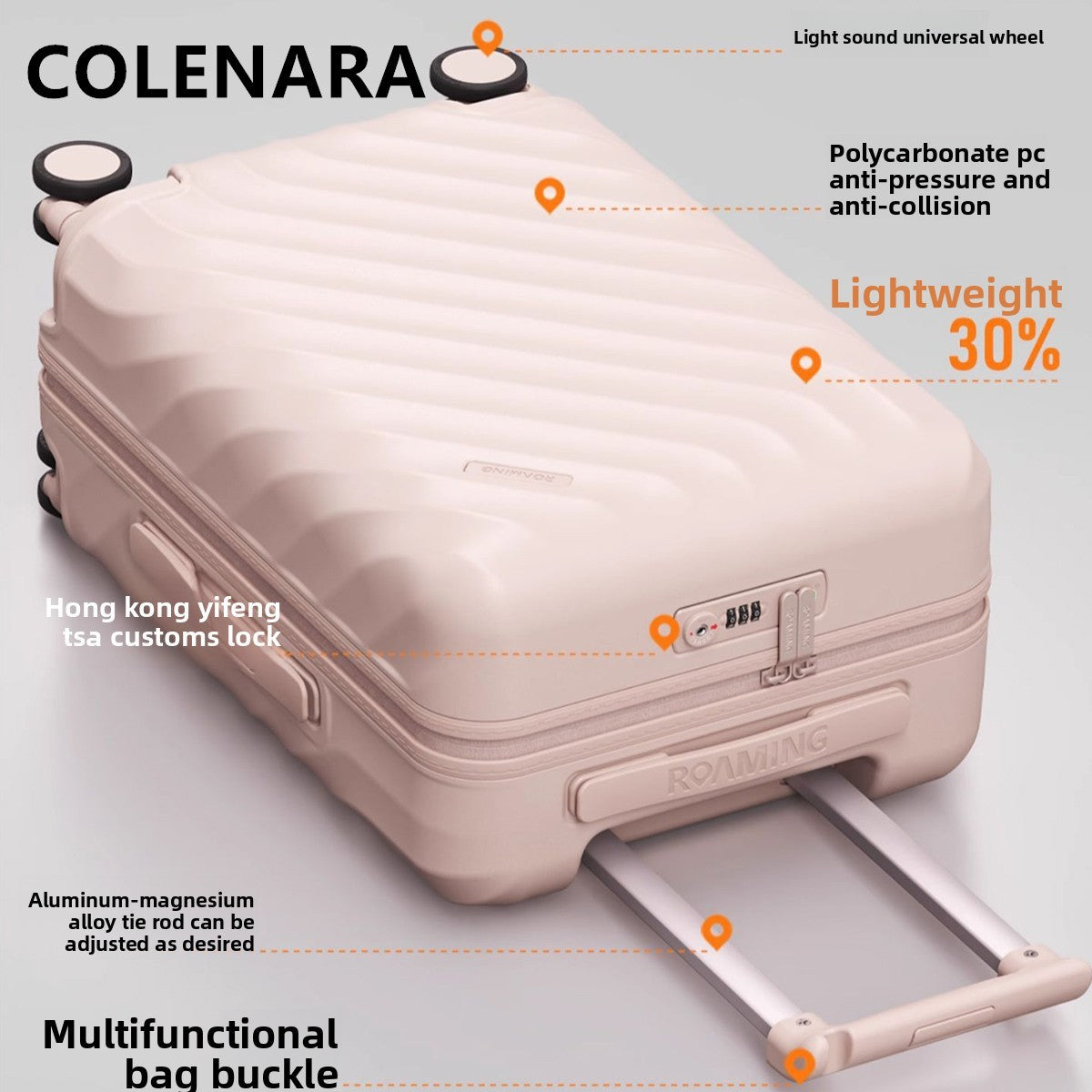 COLENARA Luggage High Quality Boarding Box Large Capacity Trolley Case 20"24"26 Inch ABS + PC Student Carry-on Travel Suitcase