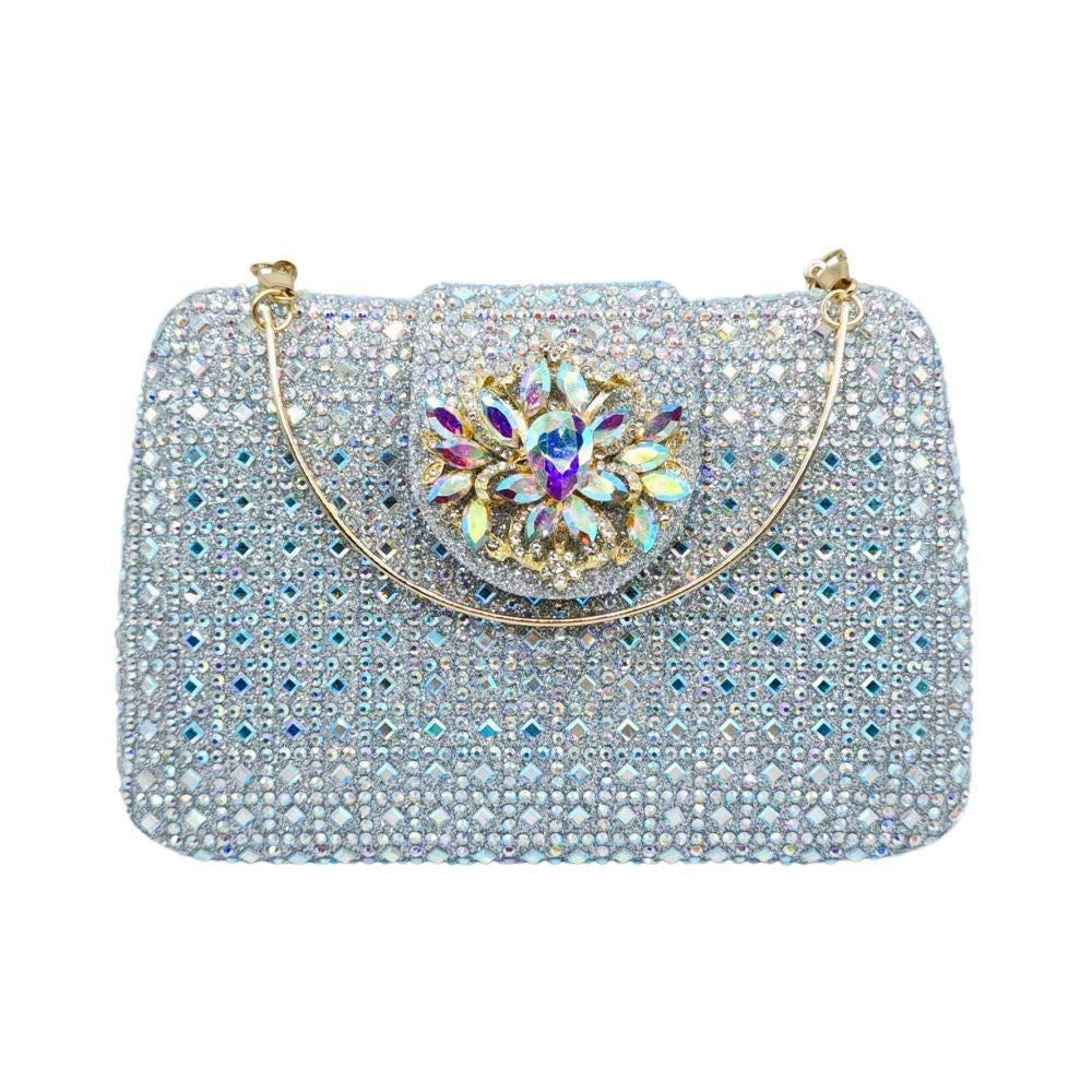 Sparkling Rhinestone Clutch Bag Lady Crystal Evening Purse Luxury Metal Handle Chain Handbag Wedding Party Dinner Diamond Bags