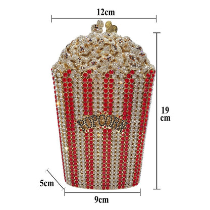 XIYUAN Popcorn Crystal Clutch Bags MINI Metal Box Minaudiere Purses Wedding Party Dinner Handbags Rhinestone Clutches Bags Gift