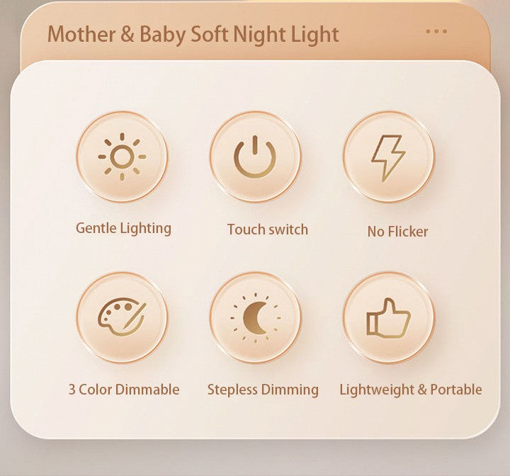 Touch Night Lamp USB LED Lamp Touch Control Switch Rechargeable Three Colors Lights Bedroom Portable Table Bedside Night Lamp