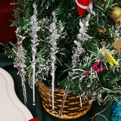 Clear Acrylic Icicle Ornaments Christmas Clear Crystal Icicles Pendants Christmas Tree Hanging Icicles Drop Xmas Wedding Decor
