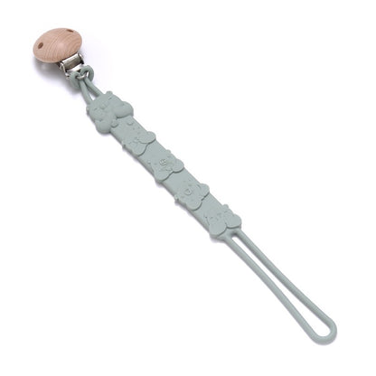 Cartoon Animal Wooden Baby Pacifier Clip Silicone Teether Nipple Holder Chain For Baby Dummy Anti-Drop Chain Oral Care Chew Toy