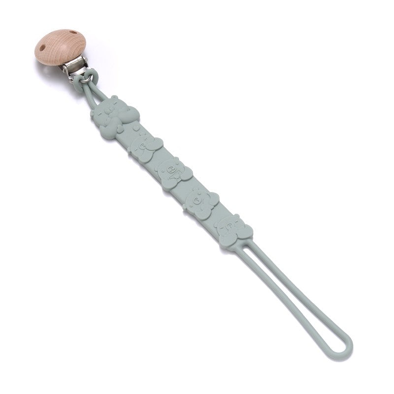 Cartoon Animal Wooden Baby Pacifier Clip Silicone Teether Nipple Holder Chain For Baby Dummy Anti-Drop Chain Oral Care Chew Toy