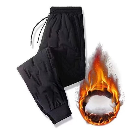 Calças Masculinas de Algodão com Penugem Corta-Vento Impermeáveis Quentes Esportivas de Inverno Soltas para Neve Longas Jovens Casuais Modernas ...