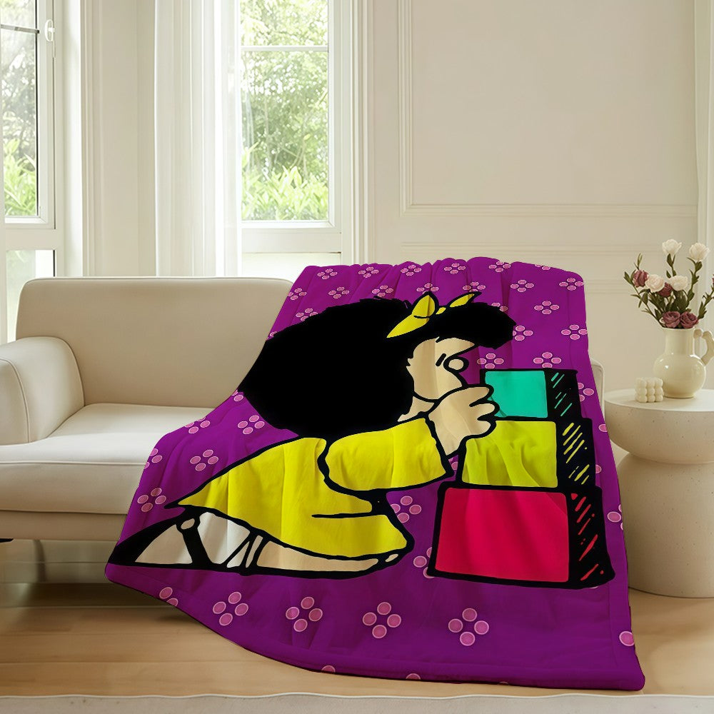 Cartoon cute Mafaldas World Blanket For Sofa Office Bed Plane Travel Sleep Read Relax Camping Soft And Warm