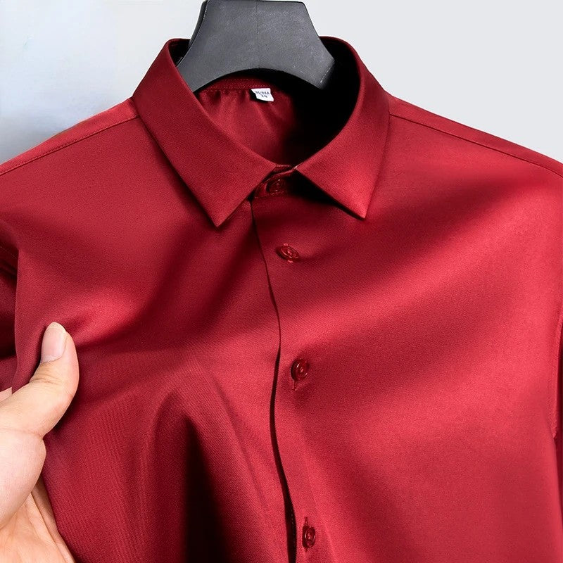 New Anti-Wrinkle Men Shirts Long Sleeve Dress Shirts For Men Slim Fit Camisa Social Business Blouse White Office Shirt S-6XL