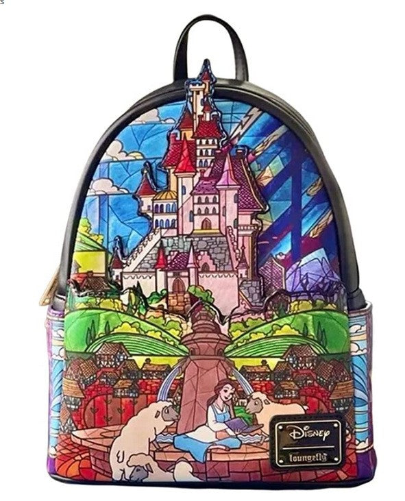 Bolsa Mini Mochila Loungefly A Bela e a Fera Série Princesas Cogsworth ?Lumiere Chip? Cosplay