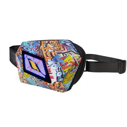 LOY Evil Eye Named Black Crossbody Bag with LED Screen Fashionable Tech-Integrated Stylish Shoulder Bag