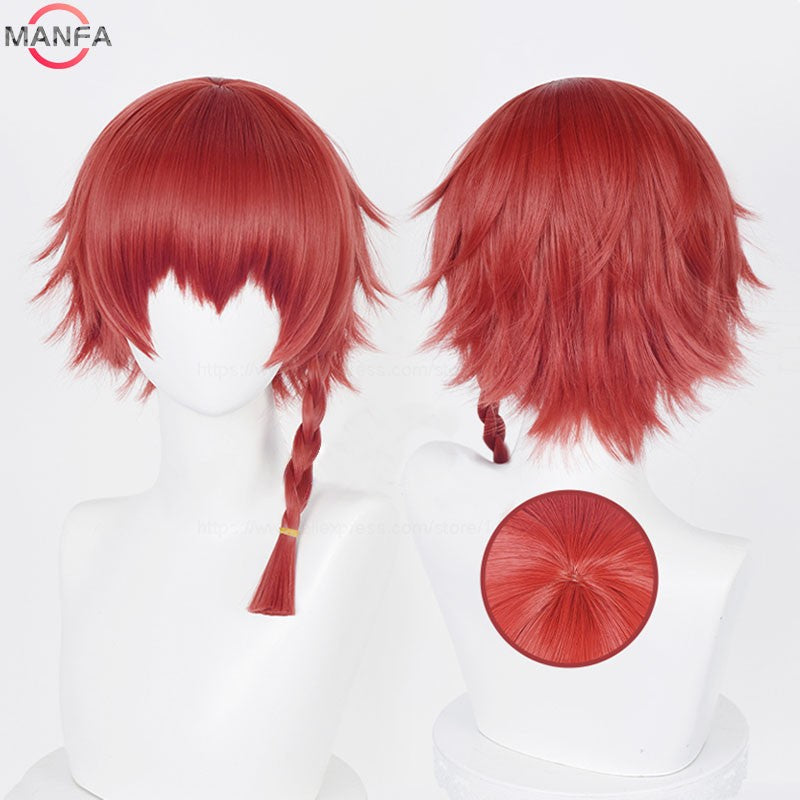 Peruca Cosplay Kurona Ranze Anime Unissex Longa 38cm Vermelha Trança Única Peruca Resistente ao Calor Perucas Sintéticas de Anime Cosplay + Touca de Peruca