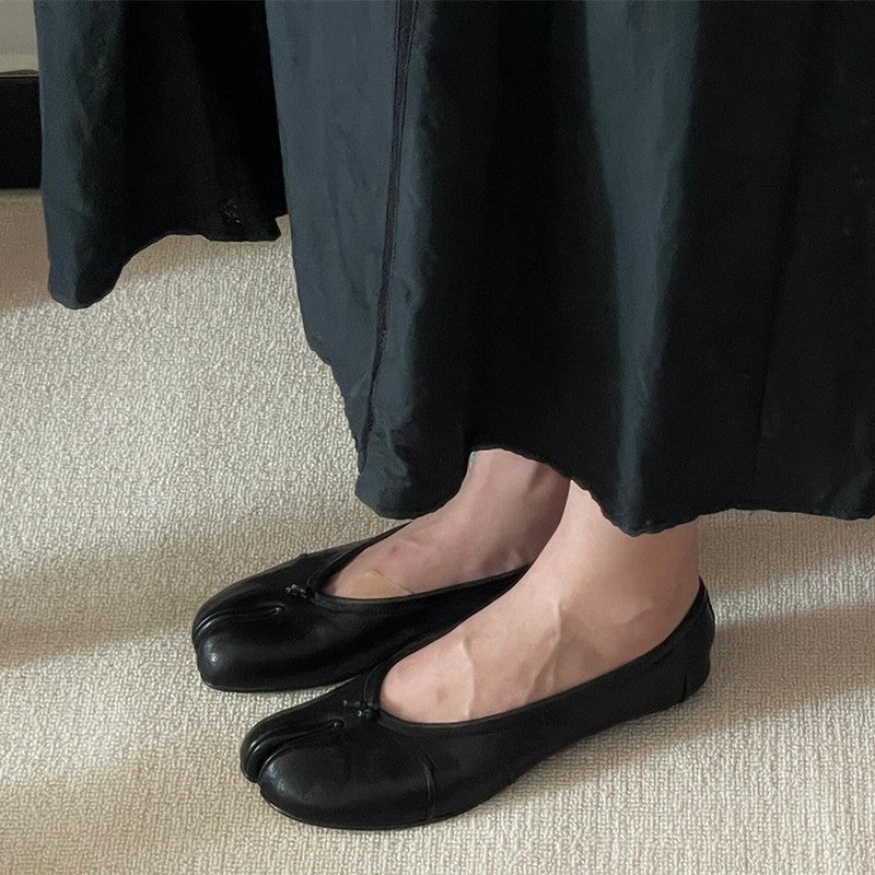 Fashion Soft Leather Split Toe Women Tabi Ballet Flats Spring Autumn Comfortable Walking Lazy Loafers Casual Girls Dance Shoes