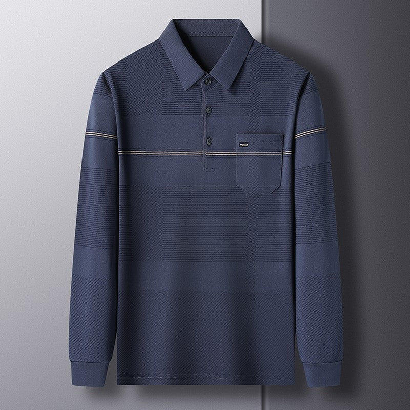 Luxury Quality Men's Polo Shirt Striped Print Pocket Short Sleeve Autumn Lapel T-Shirt Business Classic Casual Trend Menswear