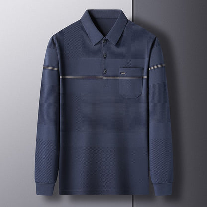Luxury Quality Men's Polo Shirt Striped Print Pocket Short Sleeve Autumn Lapel T-Shirt Business Classic Casual Trend Menswear