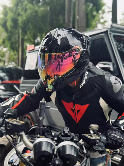 Capacete de motocicleta masculino e feminino com lente dupla antiembaçante integral para motoqueiro com pedal de cruzeiro e capacete universal para todas as estações com certificação DOT
